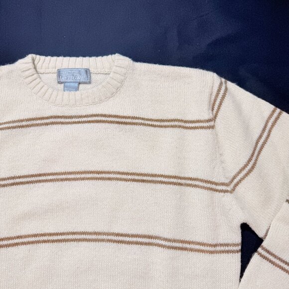 Le Tigre Mens Sweater Large Cream Brown Stripe - Picture 1 of 7